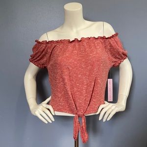 Crave Fame off the shoulder tie front top